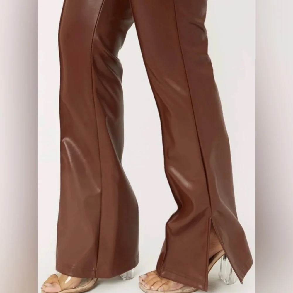 NWOT brown faux leather pant - Picture 3 of 3